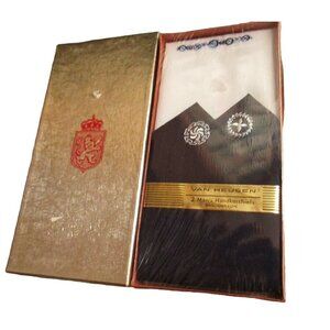 Vintage Men's Handkerchiefs  Van Heauen 100% COTTON 2 Embroidered NEW NOS